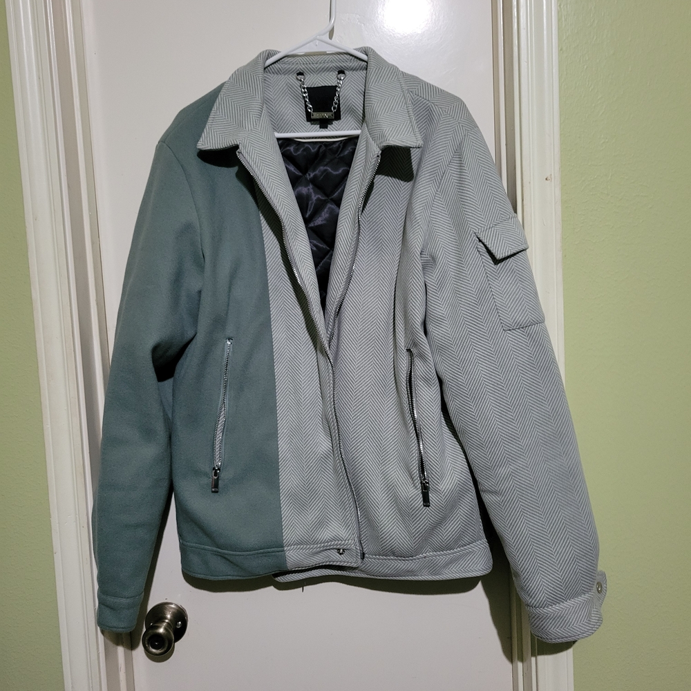 Boohoo Men Men's Gray and Green Jacket